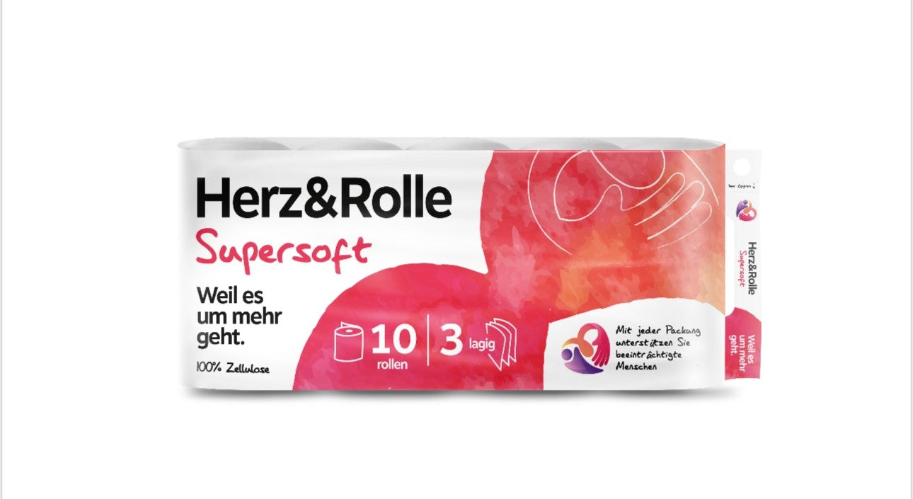 120 Rollen, HERZ&ROLLE® Toilettenpapier, XXL Supersoft, 250 Blatt, Weiss